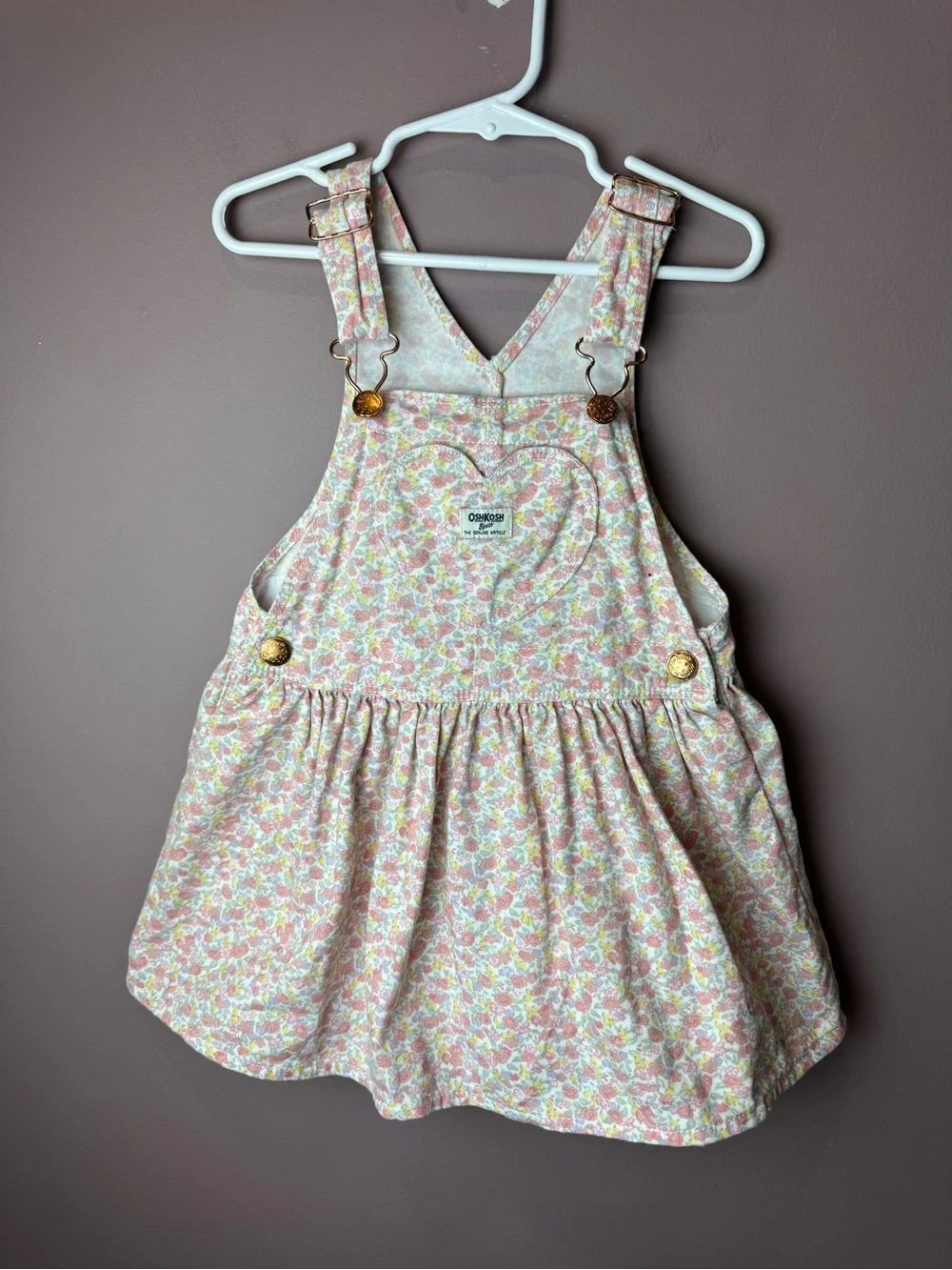 OshKosh B'gosh Pastel Pink Floral Overall Dress